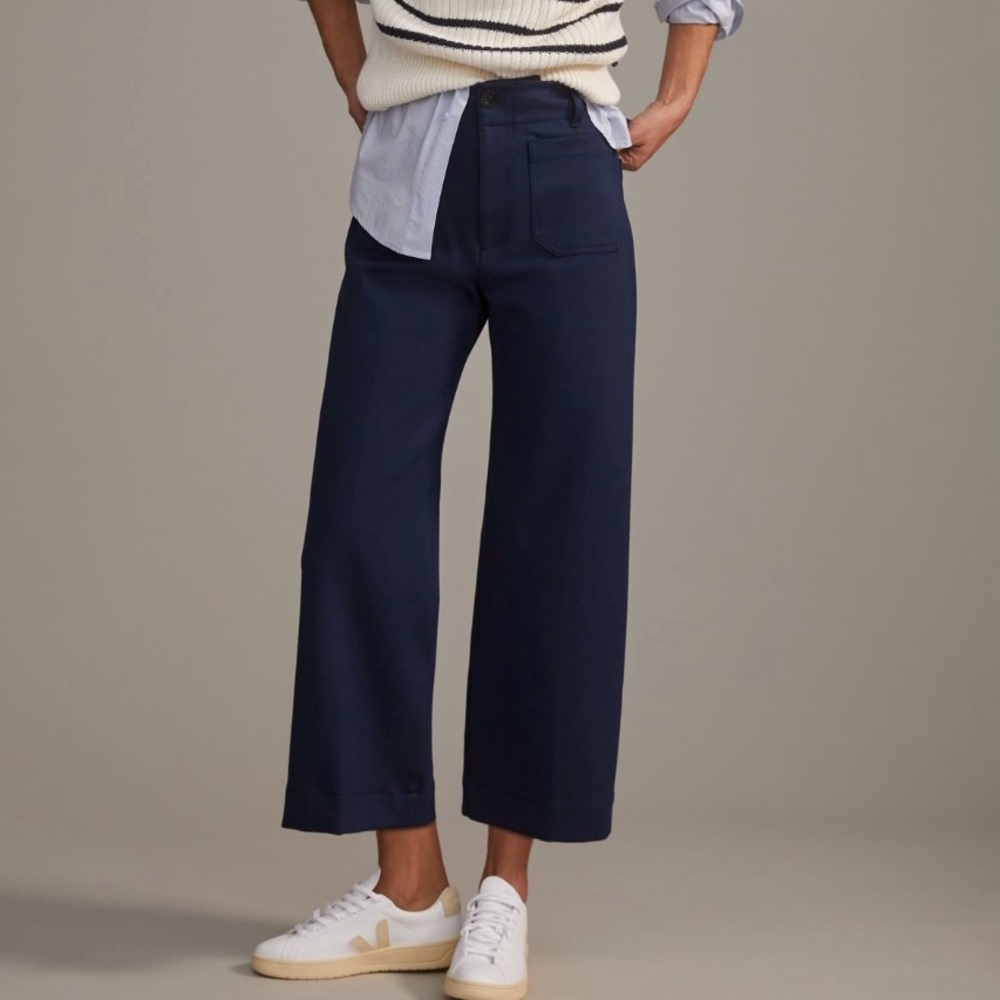 The Colette Ponte Crop Wide-Leg Pants by Maeve | Midnight Navy | 27